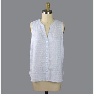 TOMMY BAHAMA 100% LINEN CHAIN LINK BLUE SLEEVELESS TOP
